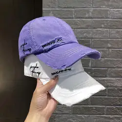 Light purple pleated Baseball cap new 2023 flat tongue cap small face wide brim sunscreen Baseball cap for men and women