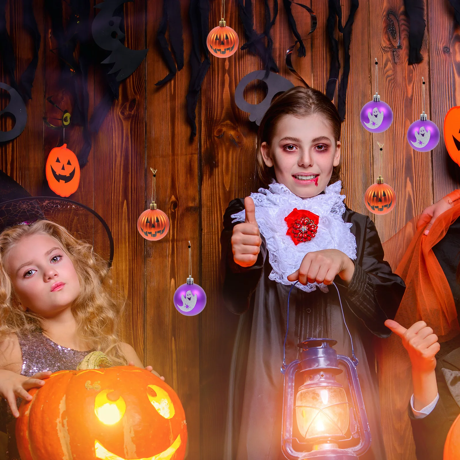 

6pcs Pumpkin Ball Halloween Hanging Ornament, Party Decoration Supplies, Spooky Home Desk Decor, Festival Atmosphere,