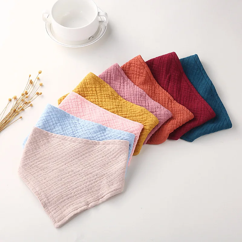 Baby Bibs Infant Cotton Solid Color Triangle Scarf Feeding Saliva Towel Bandana Burp Cloth For Newborn Boys Girls Soft Bib