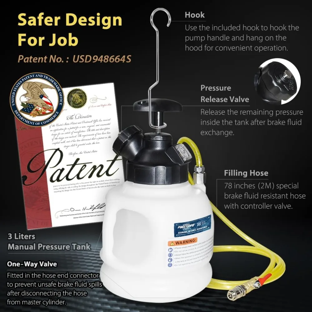 FIRSTINFO A1163HK3 3L طقم نازف سائل الفرامل اليدوي مع 11 قطعة محولات خزان أسطوانة رئيسية معدنية