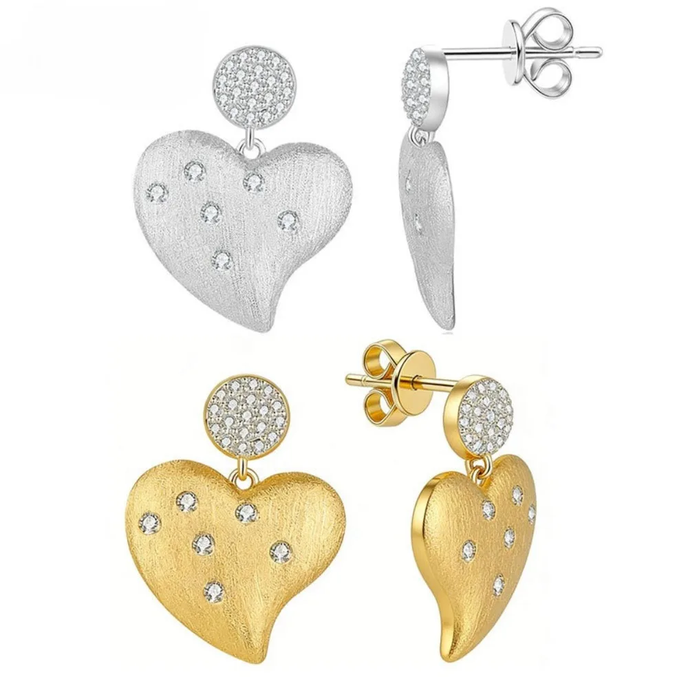 

Серьги-подвески из серебра 925 пробы с муассанитом в форме сердца, 0.25cttw, позолоченные 14-каратным золотом, для женщин, прошедшие проверку, подарок