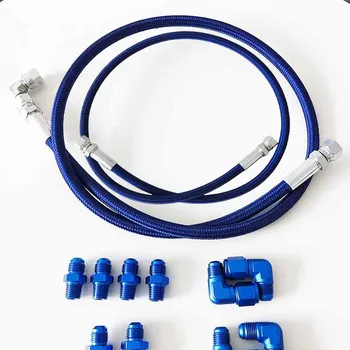 4lAutomatic transmission cooler lines AN6Oil fuel hose line 10 fitting blue 30~500CM nylon braided hose kit for 4l4l&amp;4L65E