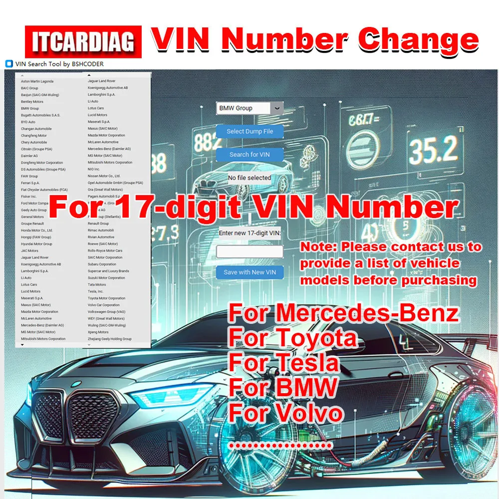 

Car VIN Number Change Software For Mercedes-Benz for Toyota for Tesla For BMW For Volvo VIN Tool For More Car Brands