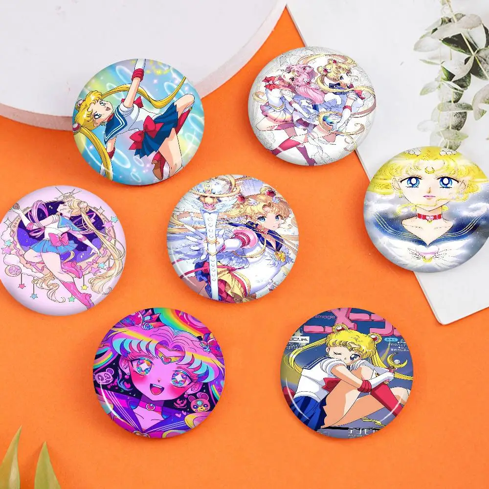 Anime Role Sailor Moon Art 58mm Cute Figure Icon Badge Handmade Tinplate Brooch For Backpack Clothes Chest Ornament Gifts