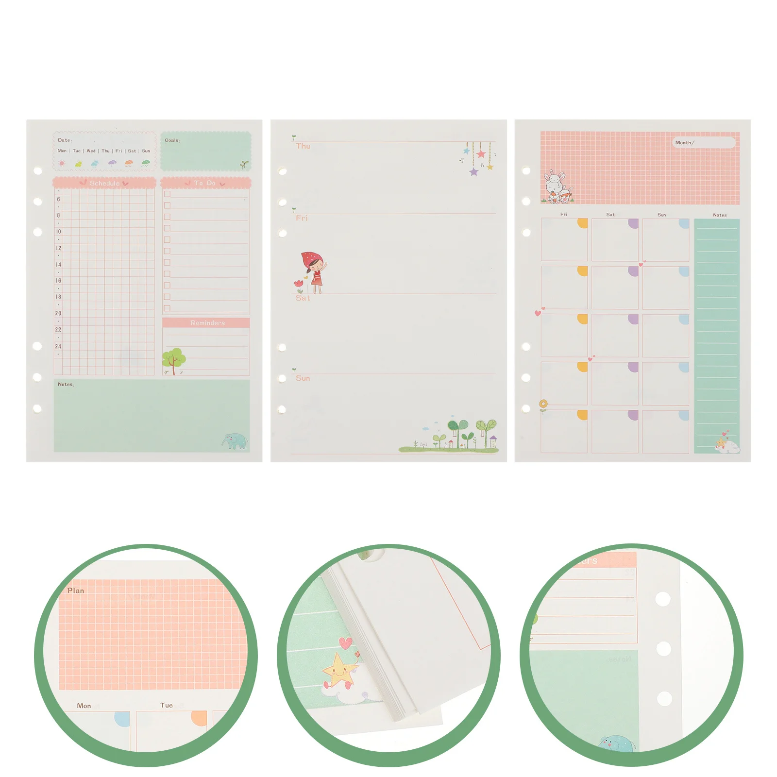 

3pcs Loose-Leaf Refill Papers Thick Smooth No Ink Bleed Schedule Notebook Core For Diary Planner Journal Office School Use