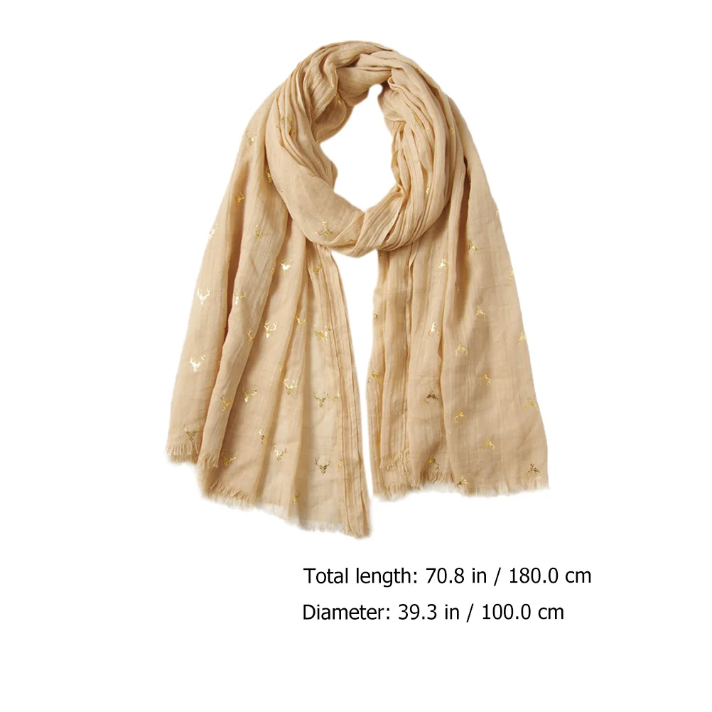 

Christmas Deer Winter Scarf Bronzing Cotton Linen Soft Warm Stylish Xmas Scarf Casual Formal Holiday Fashion Accessory