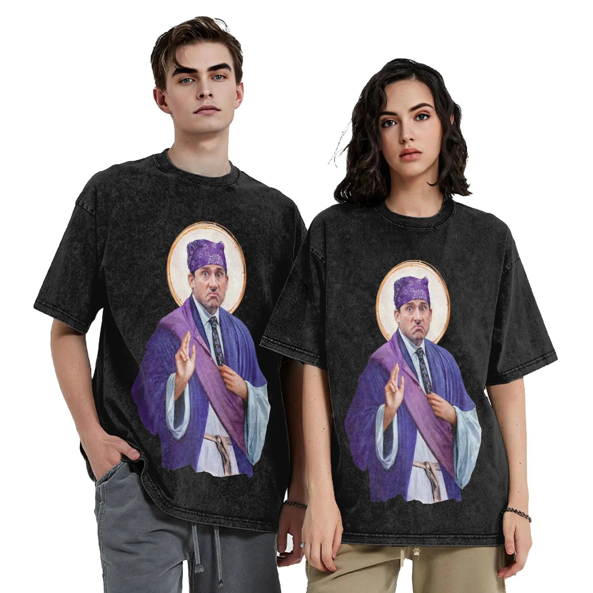 Saint Michael Scotts The Office Washed T Shirts Streetwear Hip Hop Vintage T-Shirts Tee Shirt for Men Cotton Oversize Summer