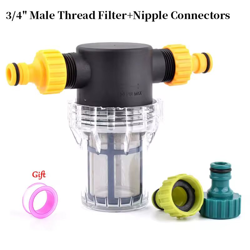 Фильтр для полива сада, 3/4 дюйма, быстроразъемное соединение для водопроводной трубы, предварительный фильтр для очистки воды, сетчатый фильтр для насоса для мойки автомобиля