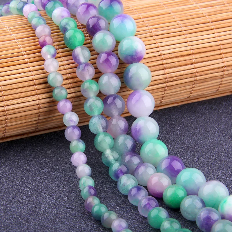 6810MM Natürliche Stein Jade Perlen Jaspers Glatte Chalcedon Runde Lose Perlen Für Schmuck Machen DIYCraft Armband Halskette 15"