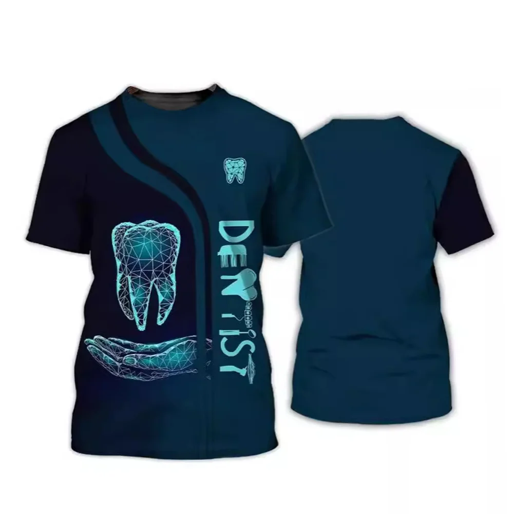 1pc Dental T-Shirt Custom Dentist Men Woman Nurse Uniform 3d Print Dentistry Clinic Hospital Overalls Fashion Tee