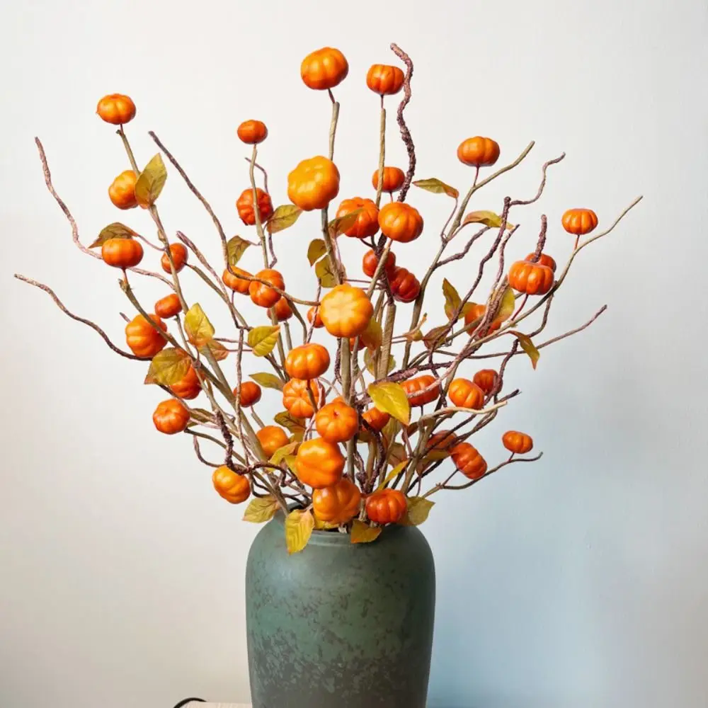 

DIY Bouquets Artificial Pumpkin Branches Real Touch Realistic Simulation Pumpkin Plant Plastic Fake Pumpkin Stems Halloween