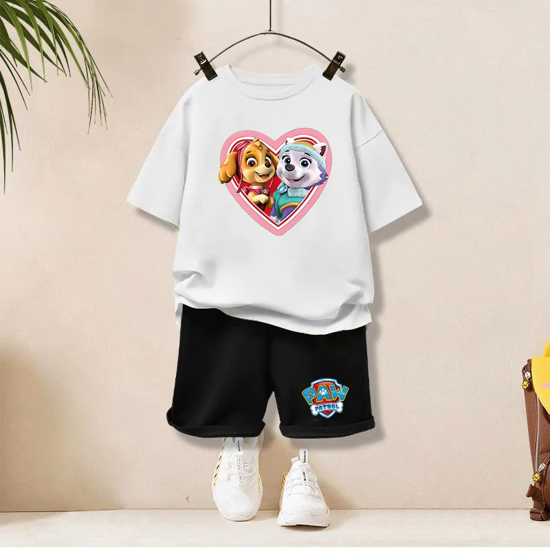 باو باترول الطفل تي شيرت مجموعة الكرتون سكاي طباعة السراويل قطعتين دعوى بنين بنات الصيف بلايز عادية أنيمي الاطفال الملابس هدية #6