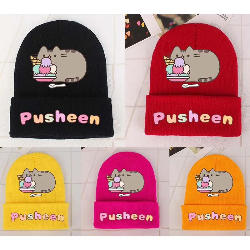 Pusheen Cute Cartoon Peripheral Headwear Children's Knitted Hat Autumn Winter Cap Outdoor Warmth Unisex Popular Fashion Gift New