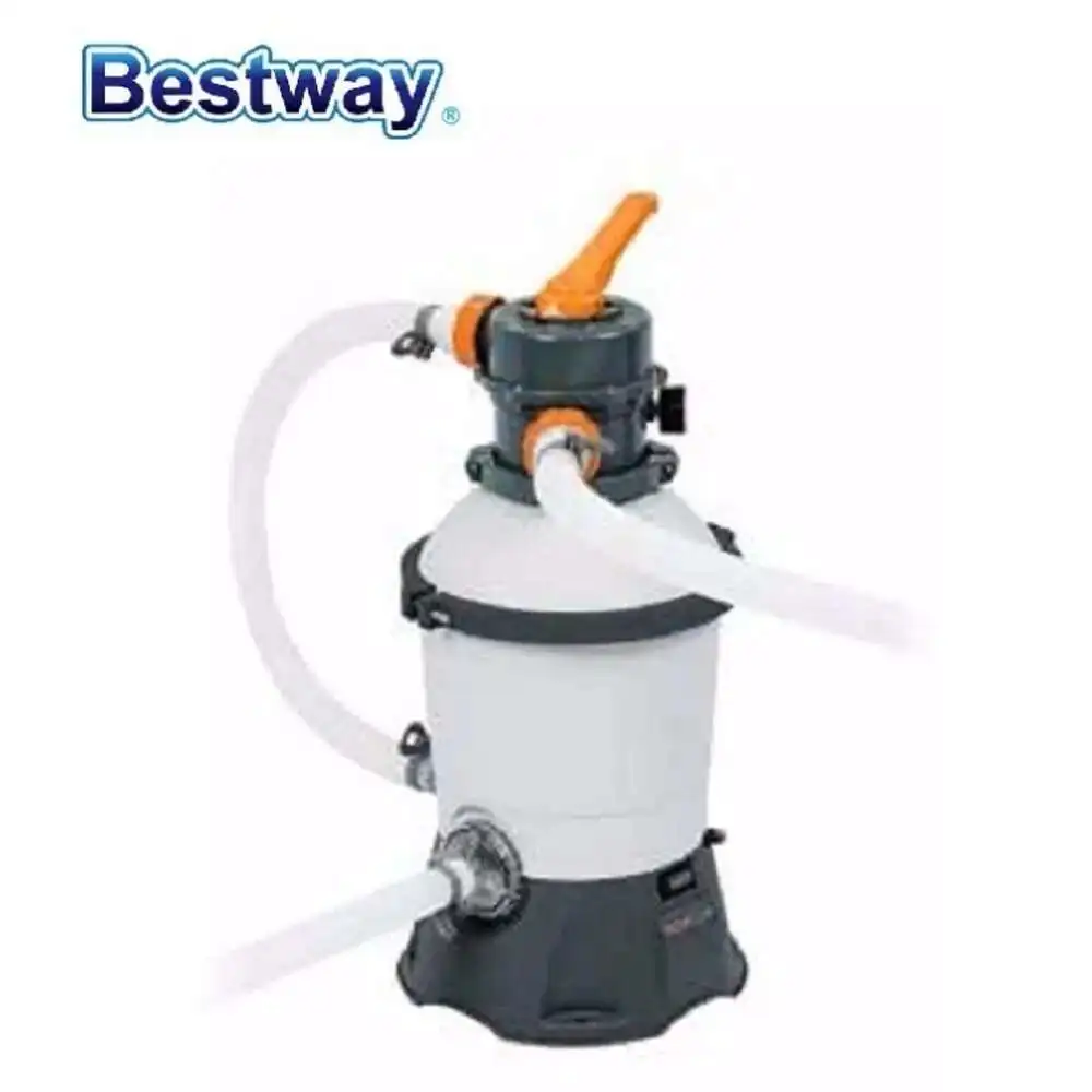 Filtro de arena Bestway 58515 de 800 galones para piscina de 1100-16000L, tanque resistente a la corrosión, válvula de 6 posiciones, diseño de abrazadera de brida superior