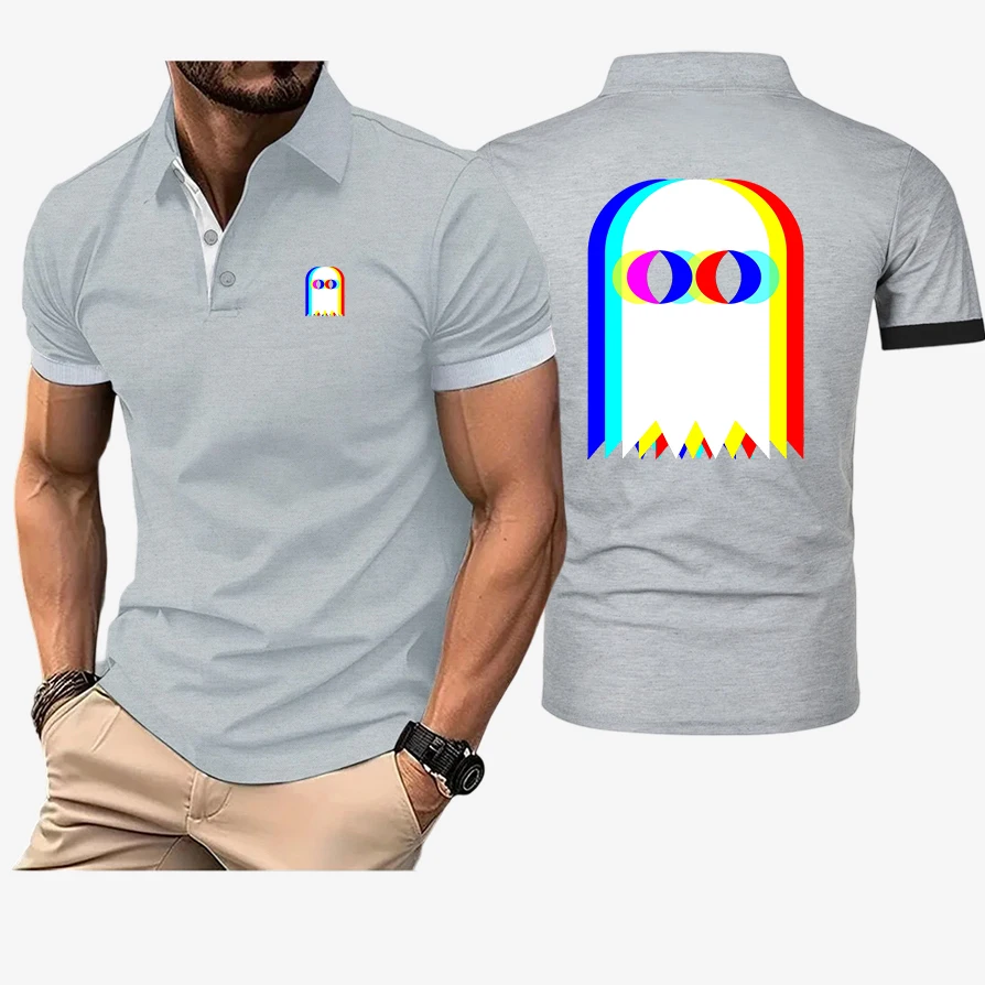 Lightweight Ice Silk Sweat Absorption Top Funny Ghost Psychedelic Vaporwave Halloween EDM Music High Quality Polo Shirt