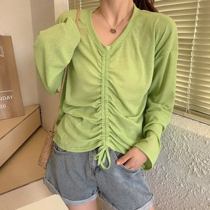 Autumn Winter Fashion Women's Long Sleeve Top Smock French Shirt Ice Silk Coat Designer Free Shipping Wholesale T-shirt New