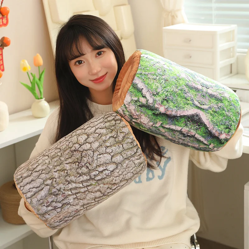 35x20 cm pianta ceppo di albero cuscino di peluche di bambù cuscino corto cilindrico con fori mani calde peluche invernale decorazione regalo