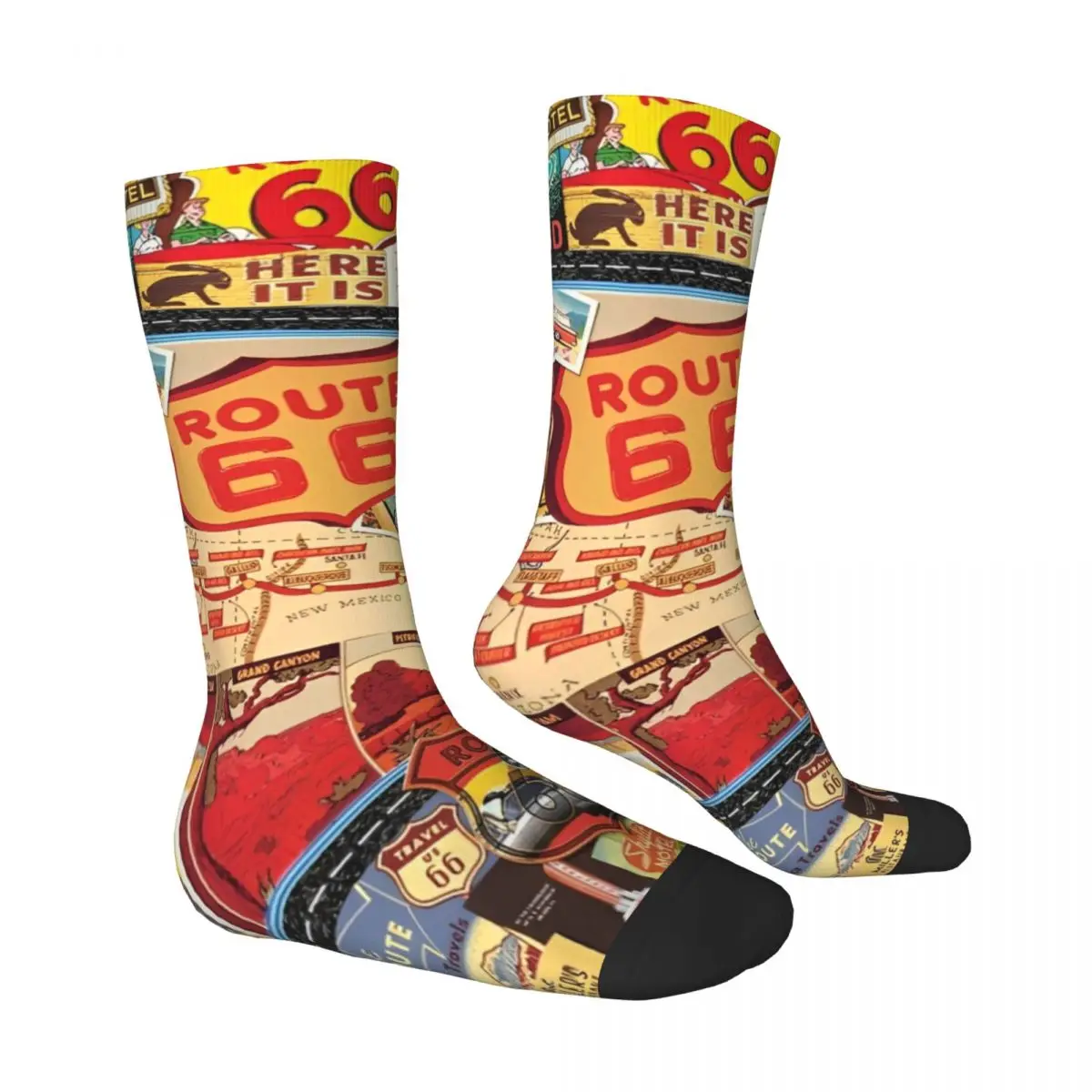 Traffic Route 66 Stockings Regulations Signs Design Korean Socks Autumn Non-Slip Socks Couple Climbing Soft Breathable Socks