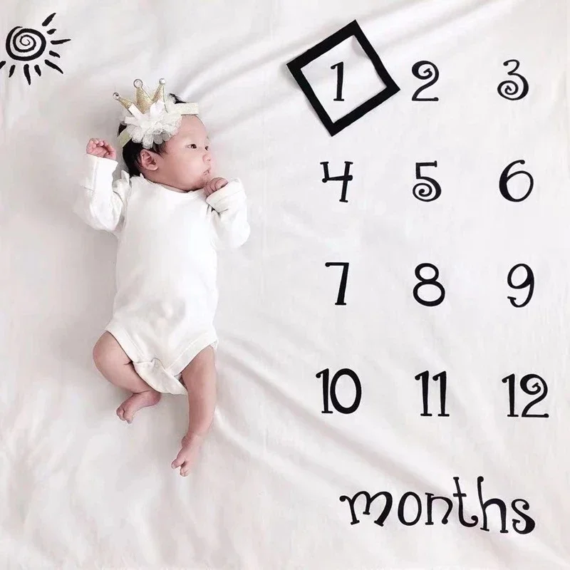 

Newborn Baby Milestone Blankets Photography Blanket Flower Print Soft Blanket DIY Infant Photography Props