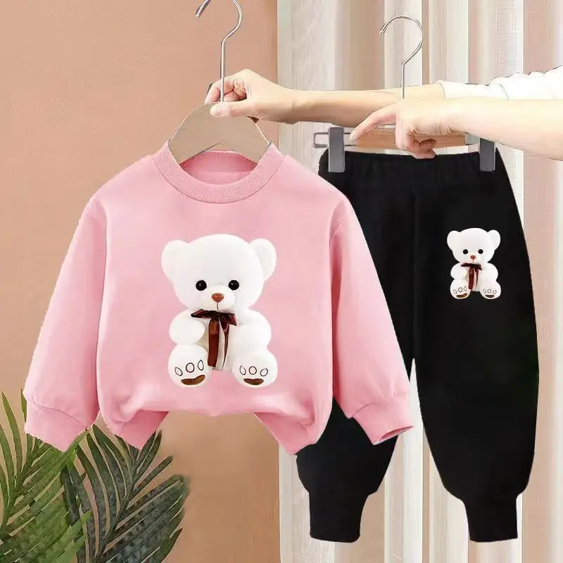 بدلة رياضية للأولاد والبنات ، ملابس رياضية للأطفال ، ملابس أطفال ، بلوزة وسراويل بأكمام طويلة ، مجموعتان من الملابس الرياضية ، الخريف