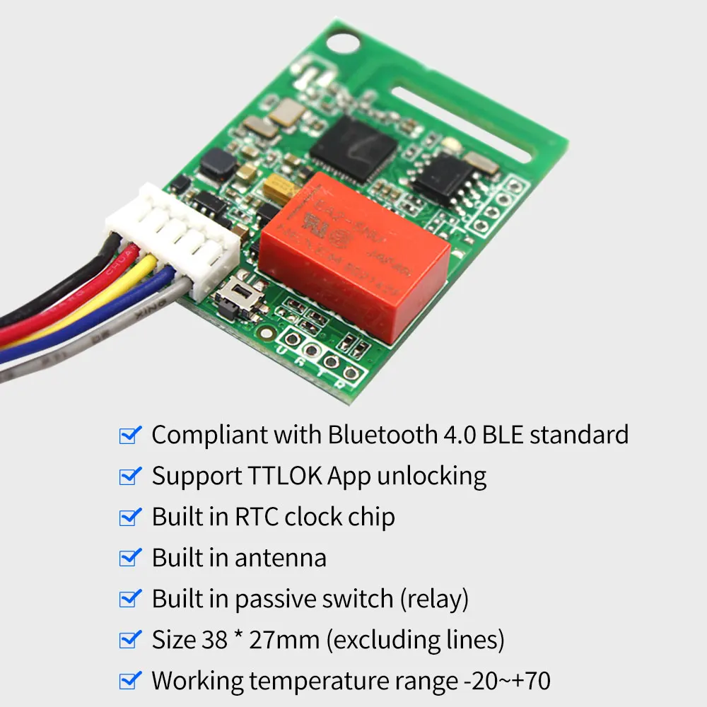 Módulo Bloqueio Eletrônico para Sistema de Controle de Acesso Estacionamento, TTLOCK, App, Relé Bluetooth, Leitor de Desbloqueio, BLE, 8-18V