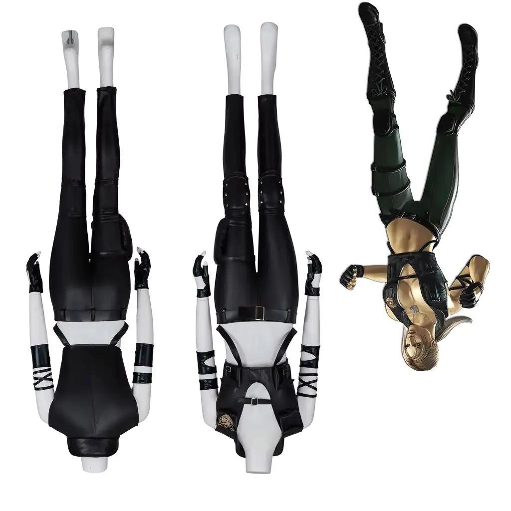 

Game Sonya Blade Cosplay MK11 Costume Sexy Women Black Combat Suit Halloween Carnival Party Fighting Uniform