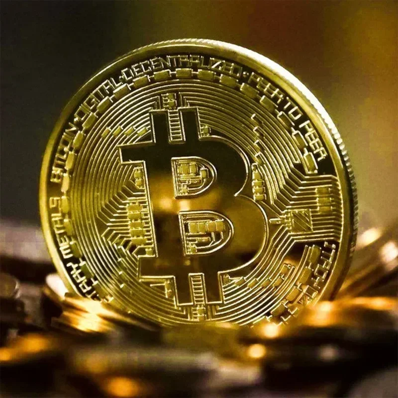 4pcs Gold Plated Bitcoin Coin Collectible Art Collection Gift Physical Commemorative Metal Antique Imitation Happy Birthday