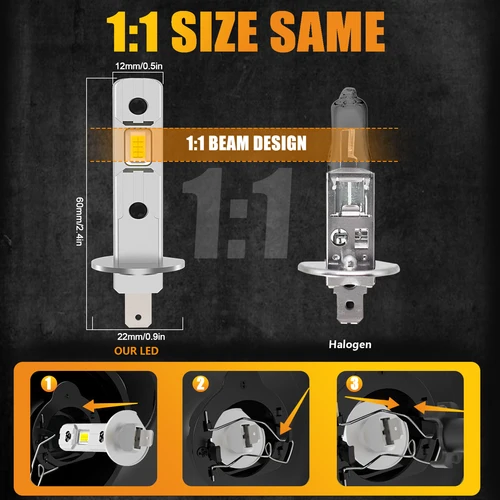 Imagen 2 del producto MZGN 2 uds 12000LM H1 bombilla LED para faros delanteros Canbus luz antiniebla para cabeza de coche 6500K blanco 12V-24V súper brillante, plug and play sin ventilador