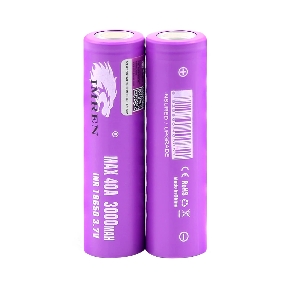 

IMREN New Original 18650 Battery 3.7v 3000mAh Discharge 40A Rechargeable Li-ion Battery for Flashlights Drone Headlamps RC Cars