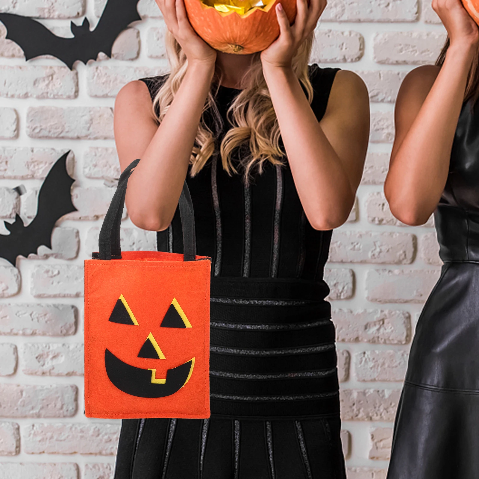 

Clown Pumpkin Gift Bag Child Candy Halloween Tote Non-woven Fabric Orange Packing