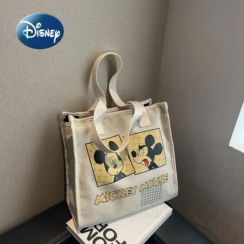 Disney Mickey New Women's Handbag Luxury Brand Cartoon Women's Bag Large Capacity Multifunctional Fashion Canvas Travel Tote Bag