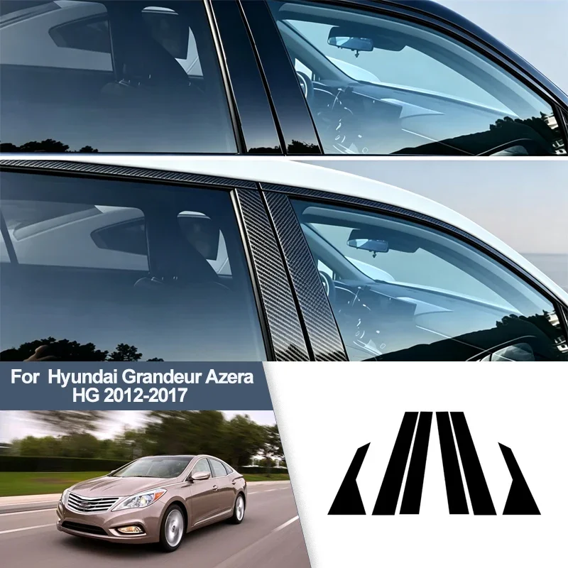 For Hyundai Grandeur Azera HG 2012-2017 B/C Pillar Post Stickers PC Window Middle Pillar Trim Decorative Car Exterior Parts