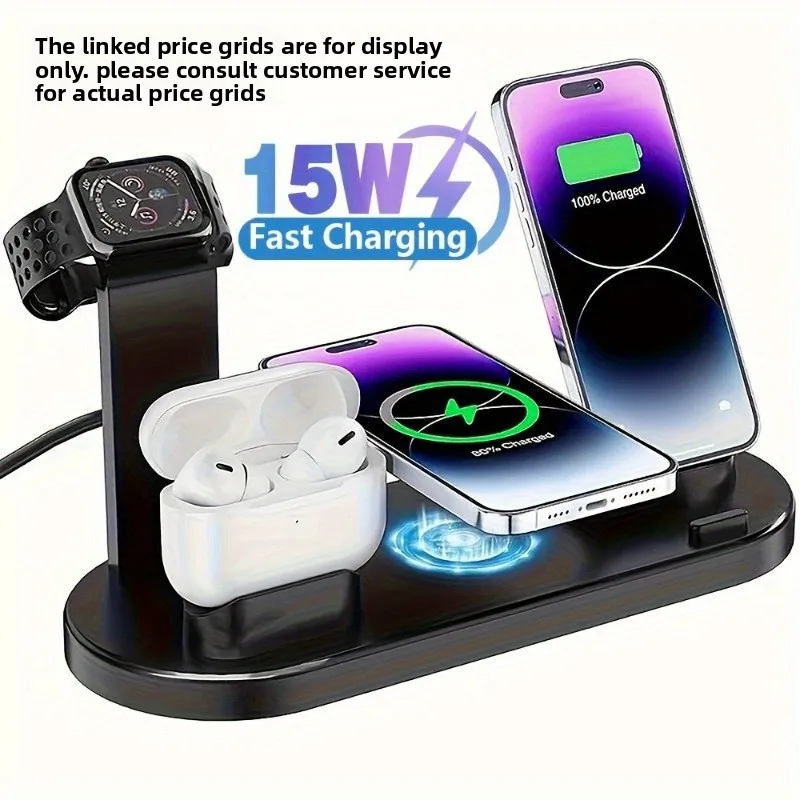 

New arrival three-in-one mobile phone wireless charger is suitable for apple mobile phone earphones and watch holder fast chargi