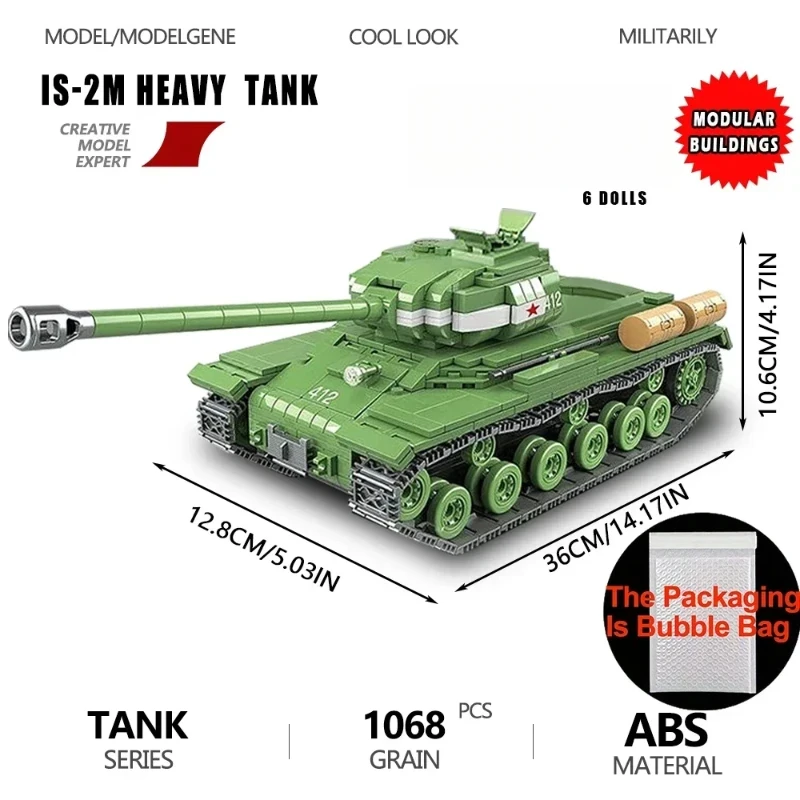 Military World Russia IS-2M Heavy Tank Building Block Toy Collection Model Christmas Birthday Gift for Kids