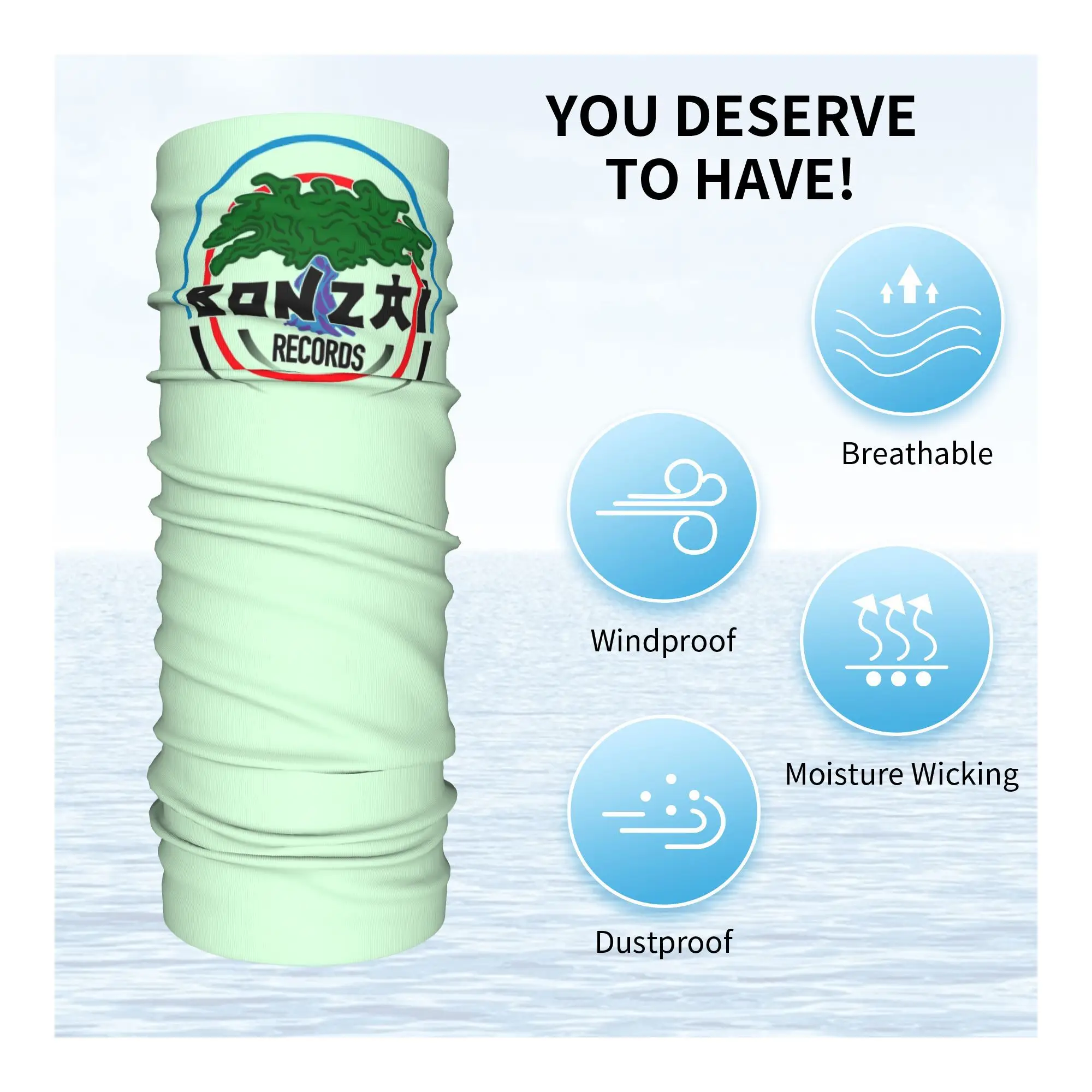 Bonzai Records Bandana Neck Gaiter Gedrukt Wrap Sjaal Multi-use Hoofddeksels Hardlopen Unisex Volwassen Winter