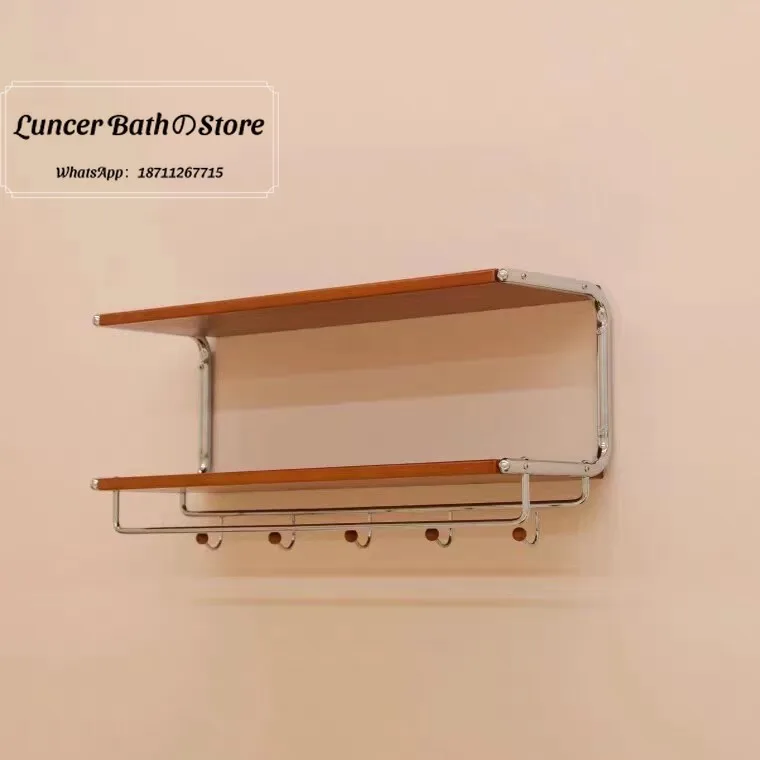 Minimalist Wall Mounted Shelf, MCM Wood Storage Rack, Coat Hanger for Entryway, Living Room, Bedroom, Bookshelf