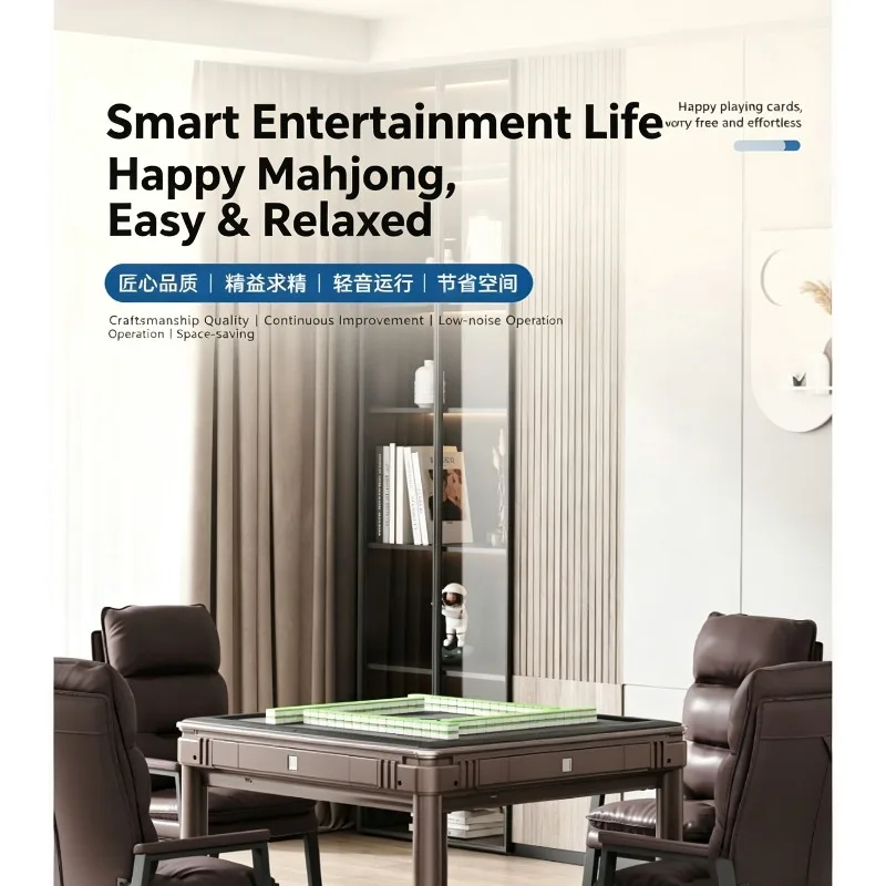 Foldable Automatic Mahjong Table with Heating, 2-in-1 Dining & Game Machine, Ultra-Quiet Electric Desk for Home