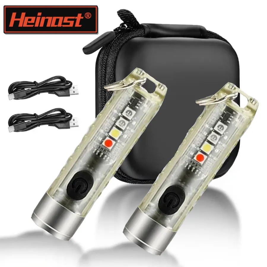 Portable Mini Keychain Flashlight Rechargeable Waterproof Torch Lamp with Magnet Multifunction Warning Camping Flashlight
