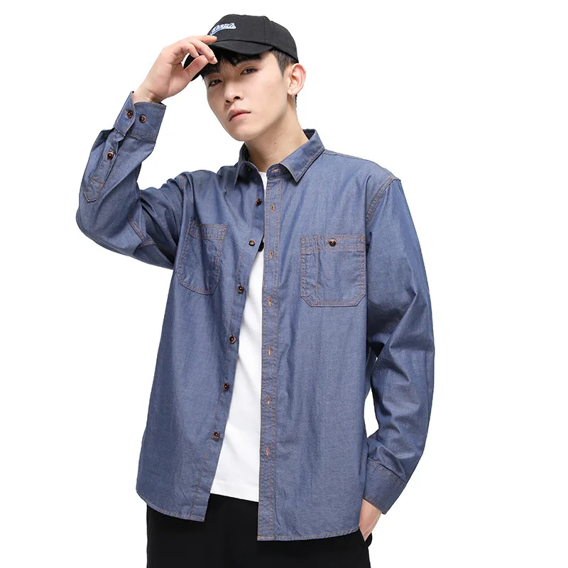 Dongyu Men's Autumn and Winter Men's Denim Shirt Casual Imitation Denim Shirt Jacket Men Fashion Men's Tops Wholesale