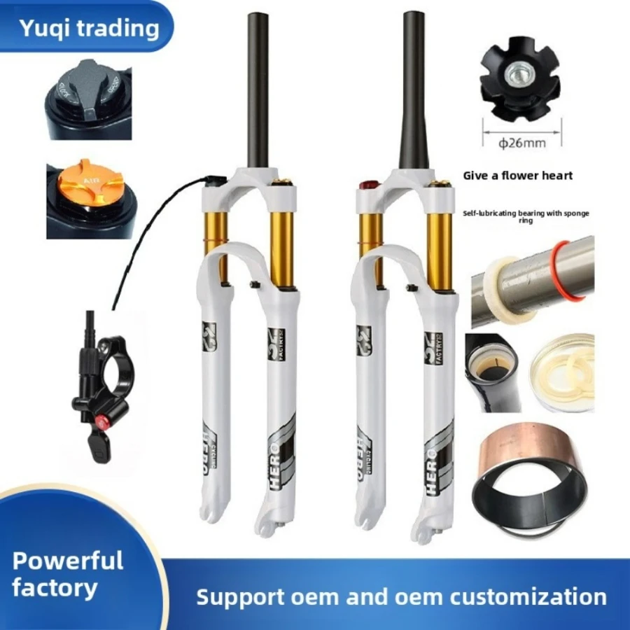 Bike Front Fork 100-140mm Travel Magnesium Alloy Air Fork Ultralight Shock Absorption 26 27.5 29 Inch Disc Brake