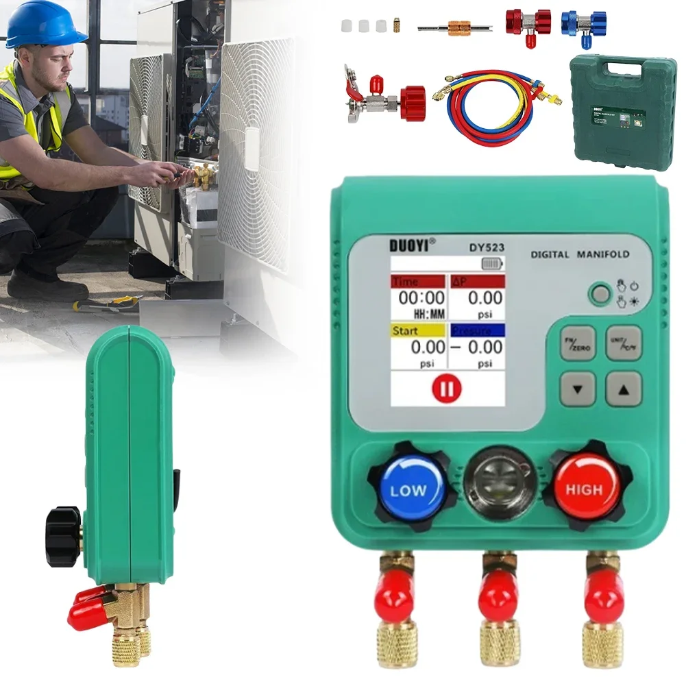 

0-6000Kpa Car Air-Conditioning Refrigerant Fluoride Meter Digital Group Pressure Gauge Vacuum Meter for HVAC Air Conditoner Tool