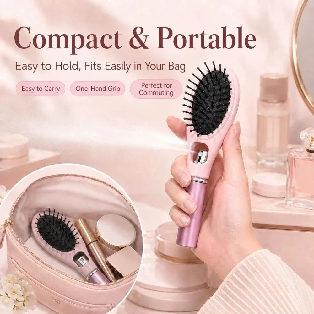 Multi-Function Spray Massage Comb Hair Care Anti-Frizz Refillable Spray Hair Brush Portable Anti-Static