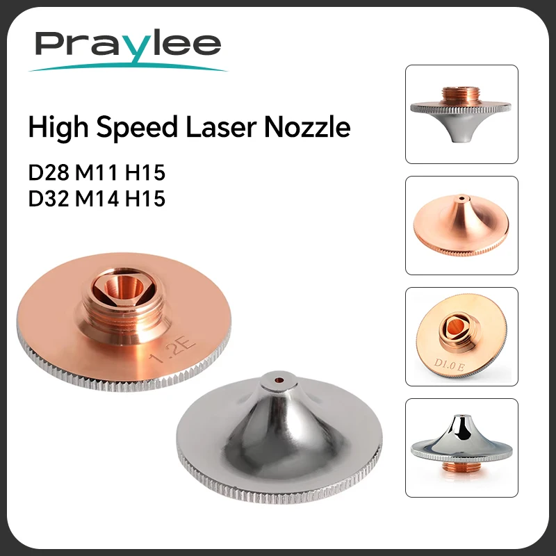 High Speed HANS Raytools Laser Nozzles D28/M11 D32/M14 1.2 1.4 1.5 2.0 Single Double Chrome-plated Fiber Cutting Machine Parts