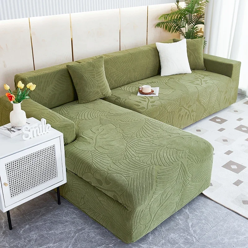 Leaves Jacquard Sofa Covers for Living Room Decor Adjustable Elastic Sofa Cover for Sofas Sectional L Shape Covers for Armchair