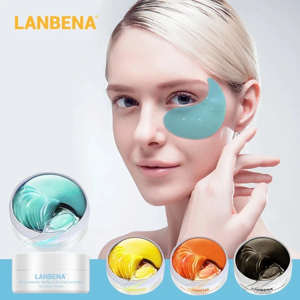 LANBENA Collagen Eye Patches 60Pcs Eye Bags Removal Wrinkles Dark Circles Patches Retinol VC Eyes Pads Sleep Face Mask Skin Care