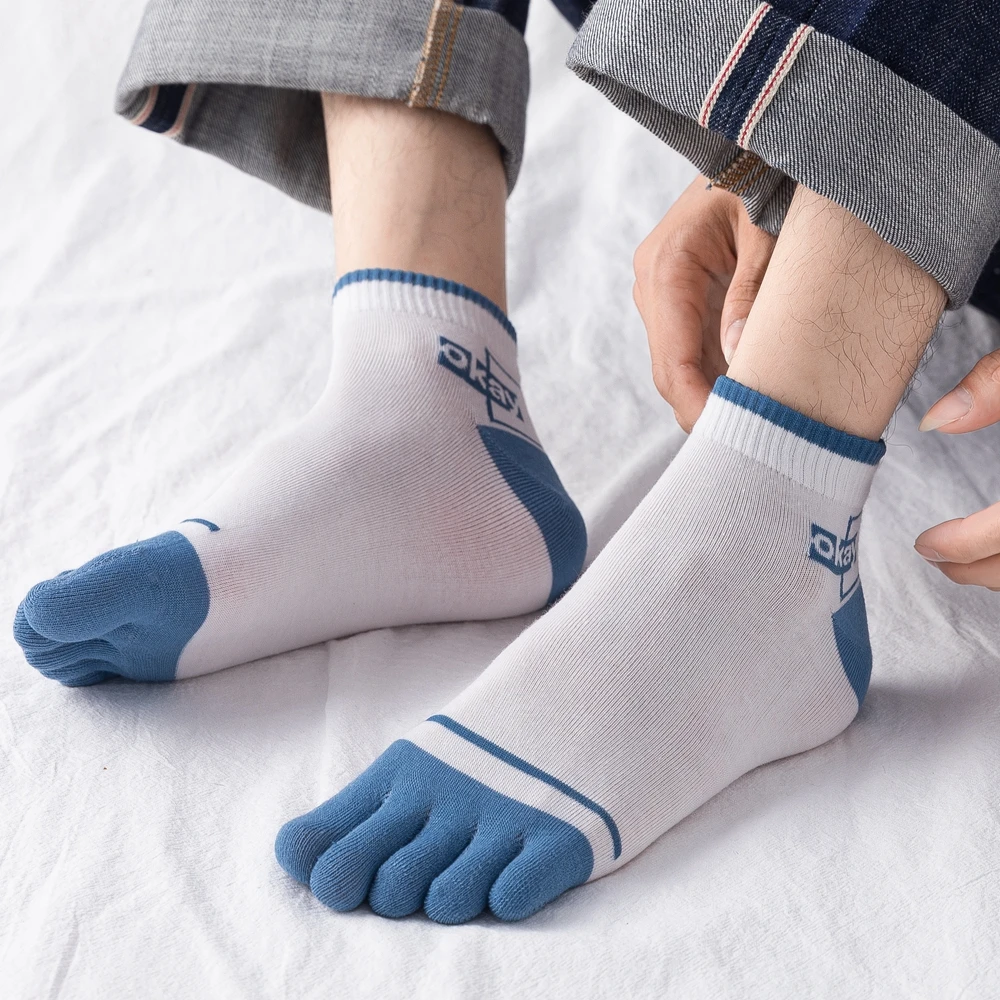 5 Pairs Five Finger Socks Men Spring Summer Toe Socks High Quality Cotton Sports Ankle Socks with Separate Fingers