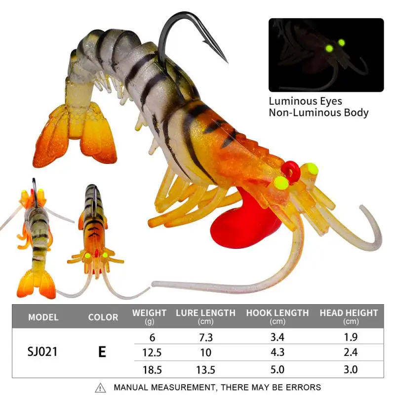 2/4/6PCS Luya Soft Bait Hook Section Shrimp Bait Luminous Fishing Goods Fake Bait Shrimp Five Section Wholesale 6g/13g/19g