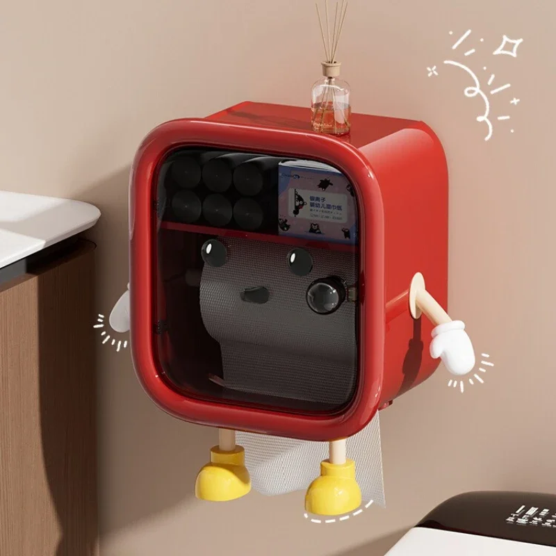 

No-Drill Bathroom Tissue Box, Wall-Mounted Paper Roll Holder, Waterproof Bathroom Organizer, Toilet Tissue Box for Bathroom