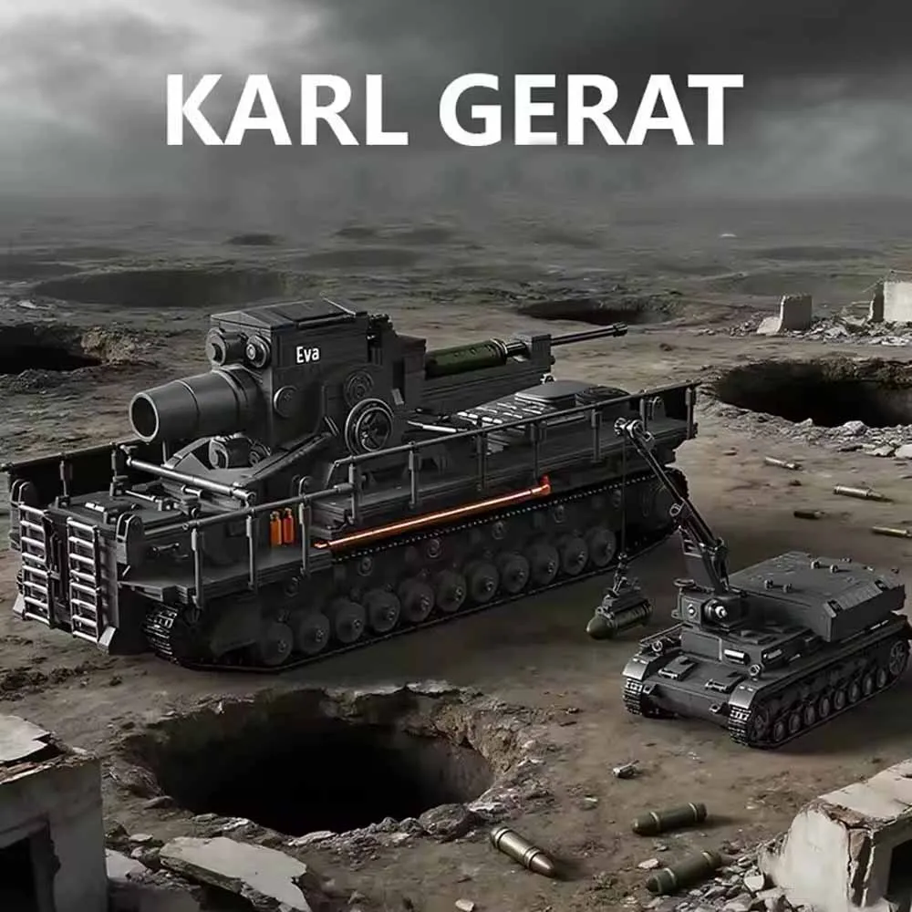 Military World 2 Karl Gerat Self-Propelled Heavy Howitzer Building Blocks Tank Crane Truck Collectible Brick Model Kit 4706pcs