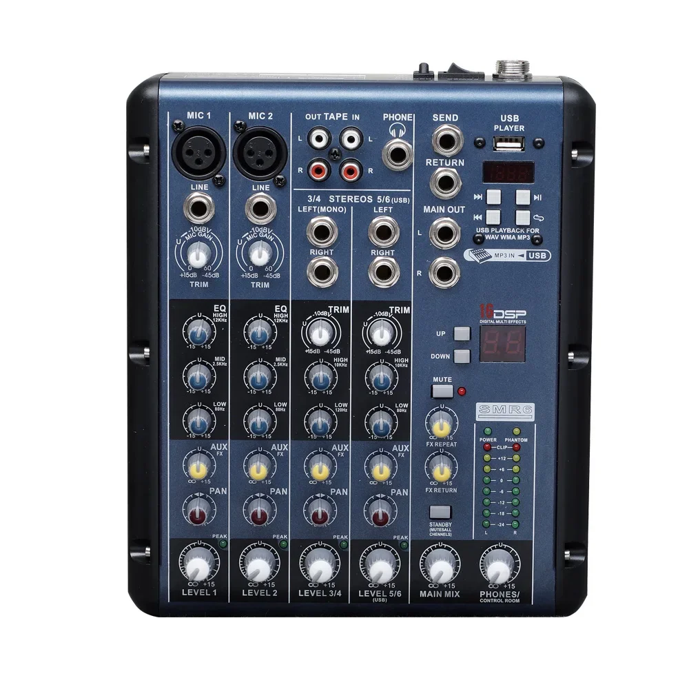 China Built-In Professional 6 channesl intelligence conference meeting USB audio mixer mixer console